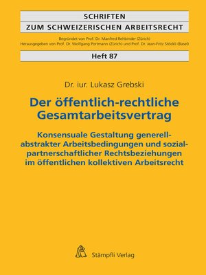 cover image of Der öffentlich-rechtliche Gesamtarbeitsvertrag